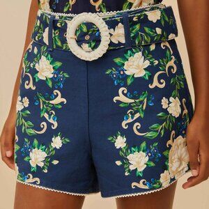 NEW FARM Rio Navy Blue Flower Tapestry Shorts Size 29